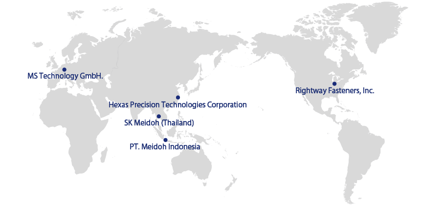 MS technology GmbH, SK Meidoh Thailand Co.,Ltd., Hexas Precision Technologies Coproration, PT. Meidoh Indonesia  Co.,Ltd., Right Way Fasteners, Inc.